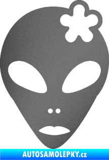 Samolepka UFO 009 slečna s kytičkou pravá grafitová metalíza