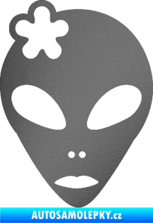 Samolepka UFO 009 slečna s kytičkou levá grafitová metalíza