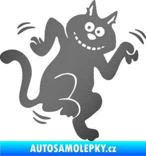 Samolepka Veselá kočka pravá grafitová metalíza