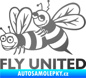 Samolepka Veselé vosy fly united levá grafitová metalíza