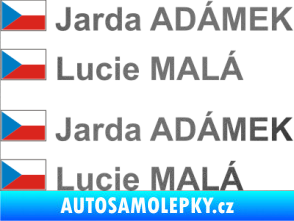 Samolepka Vlajka ČR se jménem grafitová metalíza