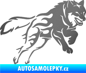 Samolepka Vlk 002 pravá grafitová metalíza