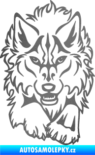 Samolepka Vlk 010 pravá běžící  grafitová metalíza