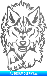 Samolepka Vlk 010 levá běžící  grafitová metalíza