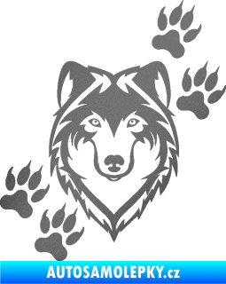 Samolepka Vlk 023 pravá grafitová metalíza