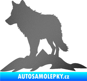 Samolepka Vlk 031 levá hory grafitová metalíza