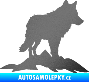 Samolepka Vlk 031 pravá hory grafitová metalíza