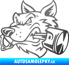 Samolepka Vlk 032 levá moto s pístem grafitová metalíza