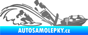 Samolepka Vodní lyžování a surf pravá grafitová metalíza