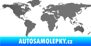 Samolepka World mapa světa grafitová metalíza