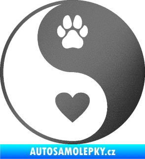 Samolepka Yin Yang 002 levá srdíčko a tlapka grafitová metalíza