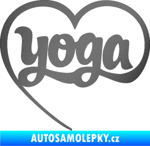 Samolepka Yoga nápis v srdíčku grafitová metalíza