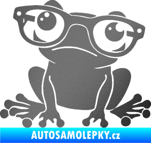 Samolepka Žába 011 levá kouká s brýlemi grafitová metalíza