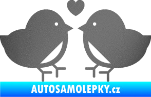 Samolepka Zamilovaní ptáčci 001 se srdíčkem grafitová metalíza