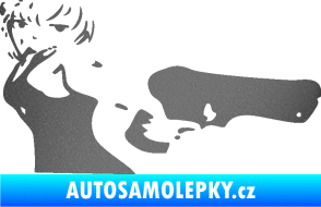 Samolepka Žena s pistolí pravá grafitová metalíza