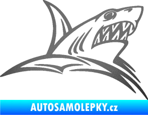 Samolepka Žralok 020 pravá v moři grafitová metalíza