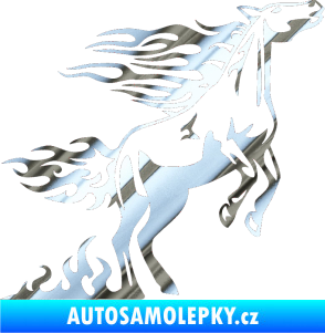 Samolepka Animal flames 001 pravá kůň chrom fólie stříbrná zrcadlová