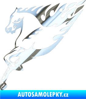 Samolepka Animal flames 002 levá kůň chrom fólie stříbrná zrcadlová