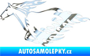 Samolepka Animal flames 003 levá kůň chrom fólie stříbrná zrcadlová