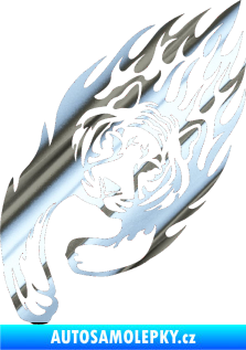 Samolepka Animal flames 015 levá tygr chrom fólie stříbrná zrcadlová