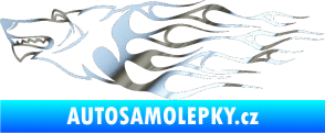 Samolepka Animal flames 017 levá vlk chrom fólie stříbrná zrcadlová