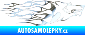 Samolepka Animal flames 017 pravá vlk chrom fólie stříbrná zrcadlová