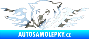 Samolepka Animal flames 034 levá  vlk chrom fólie stříbrná zrcadlová