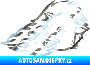 Samolepka Animal flames 036 levá vlk chrom fólie stříbrná zrcadlová