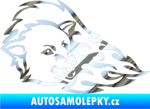 Samolepka Animal flames 036 pravá vlk chrom fólie stříbrná zrcadlová
