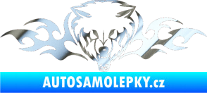 Samolepka Animal flames 038 pravá vlk chrom fólie stříbrná zrcadlová