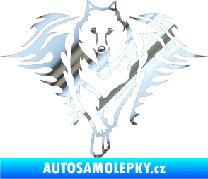 Samolepka Animal flames 039 levá  vlk chrom fólie stříbrná zrcadlová