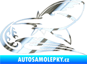 Samolepka Animal flames 041 pravá žralok chrom fólie stříbrná zrcadlová
