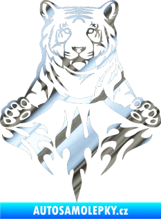 Samolepka Animal flames 045 levá tygr chrom fólie stříbrná zrcadlová