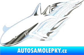Samolepka Animal flames 048 levá žralok chrom fólie stříbrná zrcadlová
