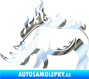 Samolepka Animal flames 049 levá nosorožec chrom fólie stříbrná zrcadlová