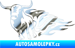 Samolepka Animal flames 057 levá býk chrom fólie stříbrná zrcadlová