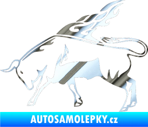 Samolepka Animal flames 067 levá býk chrom fólie stříbrná zrcadlová