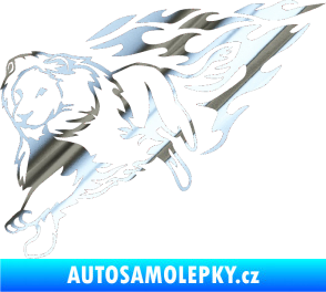 Samolepka Animal flames 087 levá lev chrom fólie stříbrná zrcadlová