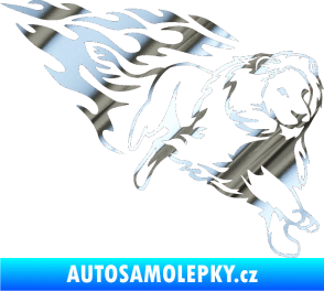 Samolepka Animal flames 087 pravá lev chrom fólie stříbrná zrcadlová