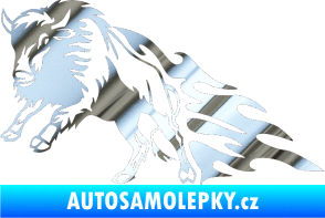 Samolepka Animal flames 089 levá býk chrom fólie stříbrná zrcadlová