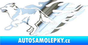 Samolepka Animal flames 090 levá vlk chrom fólie stříbrná zrcadlová