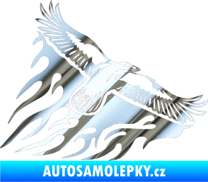 Samolepka Animal flames 091 pravá letící orel chrom fólie stříbrná zrcadlová