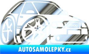 Samolepka Audi A3 karikatura pravá chrom fólie stříbrná zrcadlová