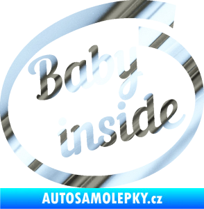 Samolepka Baby inside dítě v autě nápis chrom fólie stříbrná zrcadlová