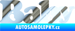 Samolepka Baby nápis otisk ručky a nožky chrom fólie stříbrná zrcadlová