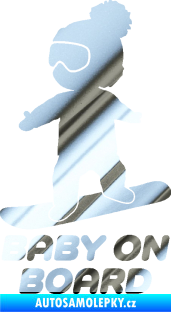 Samolepka Baby on board 009 levá snowboard chrom fólie stříbrná zrcadlová