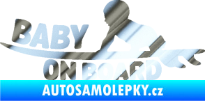 Samolepka Baby on board 010 levá surfing chrom fólie stříbrná zrcadlová