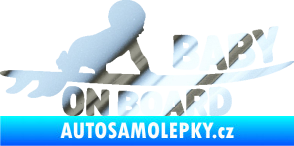 Samolepka Baby on board 010 pravá surfing chrom fólie stříbrná zrcadlová