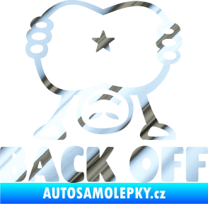 Samolepka Back off panáček chrom fólie stříbrná zrcadlová