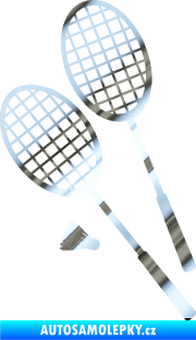 Samolepka Badminton rakety levá chrom fólie stříbrná zrcadlová